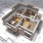 3d,isometric,view,of,the,cut,residential,house,on,architect